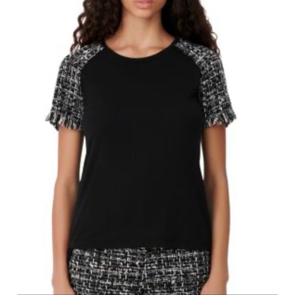 Maje Tiaco Mixed-Media Tee - Picture 1 of 8